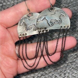 Silver Horse Dangle Earrings